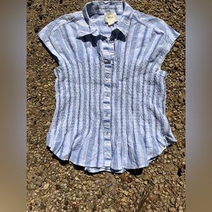 Anthropologie Blue and White Shirt/Size Small